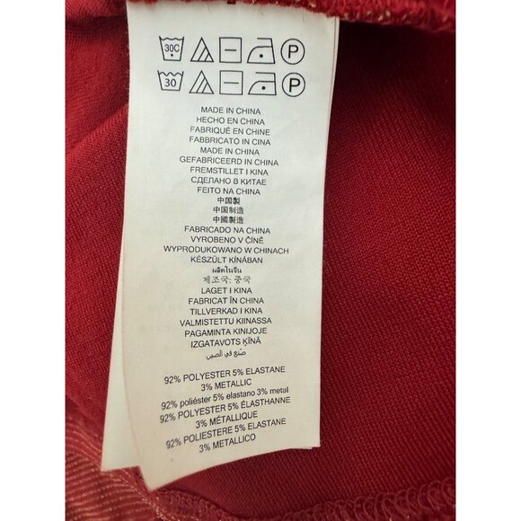 Michael Kors Red Gold Metallic Knit Stretch Dress w/Sash Tie Size XXL 2X 20 Plus - Picture 5 of 11